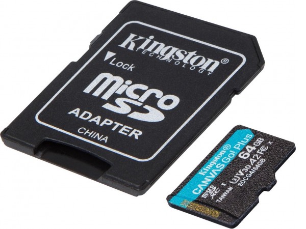 Карта памяти Kingston Canvas Go! microSDXC 64GB SDCG4/64GB (с адаптером)