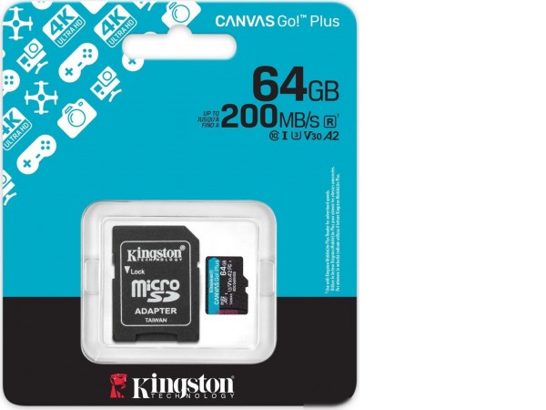 Карта памяти Kingston Canvas Go! microSDXC 64GB SDCG4/64GB (с адаптером)