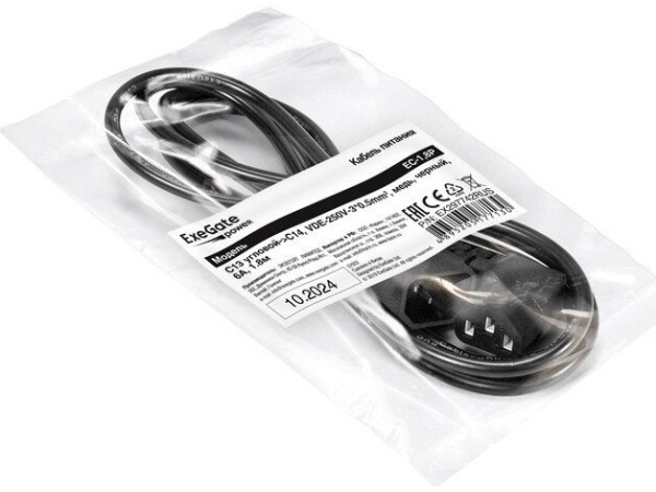 Кабель ExeGate EC-1.8P-C13(У)-C14/3x0.5Cu (1.8 м, черный)