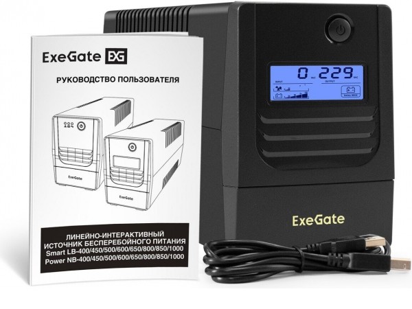 Источник бесперебойного питания ExeGate Smart LB-650.LCD.AVR.2SH.USB