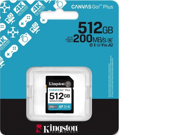 Карта памяти Kingston Canvas Go! Plus SDXC 512GB SDG4/512GB