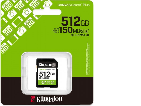 Карта памяти Kingston Canvas Select Plus SDXC 512GB SDS3/512GB