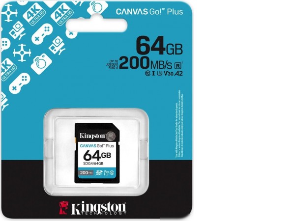 Карта памяти Kingston Canvas Go! Plus SDXC 64GB SDG4/64GB