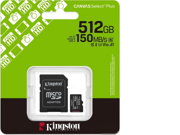 Карта памяти Kingston Canvas Select Plus microSDXC 512GB SDCS3/512GB (с адаптером)