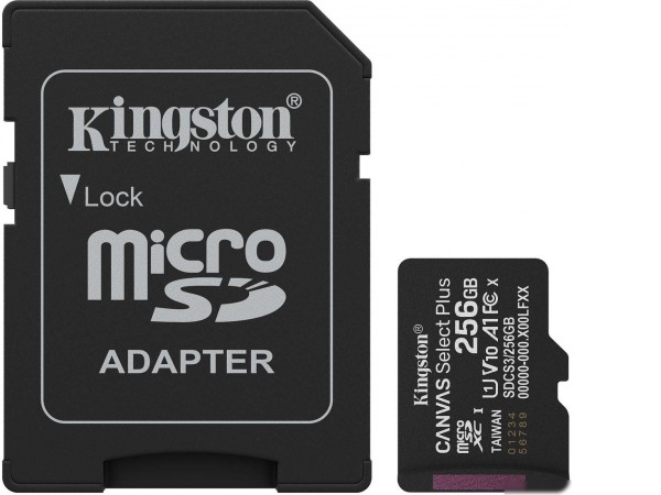 Карта памяти Kingston Canvas Select Plus microSDXC 256GB SDCS3/256GB (с адаптером)