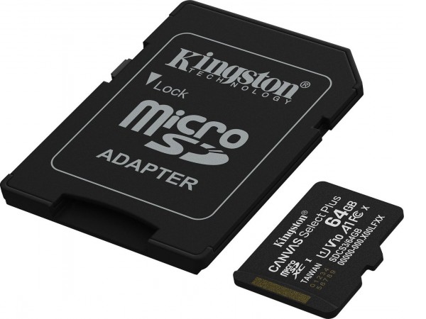 Карта памяти Kingston Canvas Select Plus microSDXC 64GB SDCS3/64GB (с адаптером)